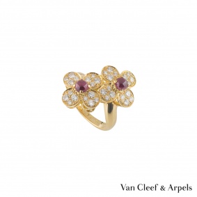 Van Cleef & Arpels Diamond and Ruby Vintage Alhambra Ring